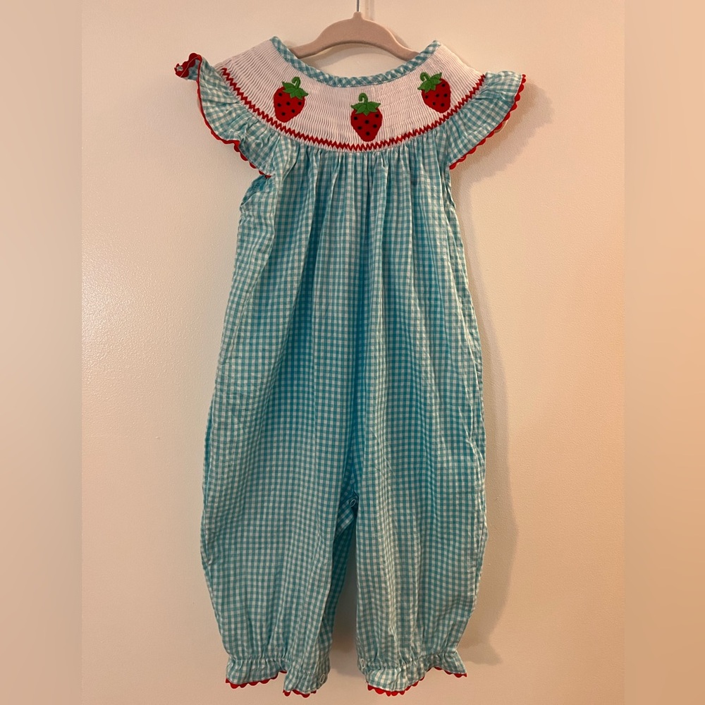 Lil Cactus- Baby Girls Checkered Smocked Playsuit